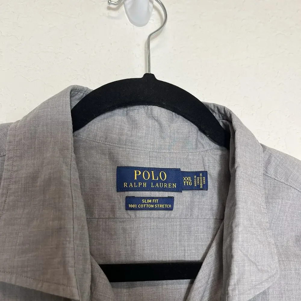 Polo Ralph Lauren Slim Fit Grey 100% Cotton Size XXL, long sleeve, classic